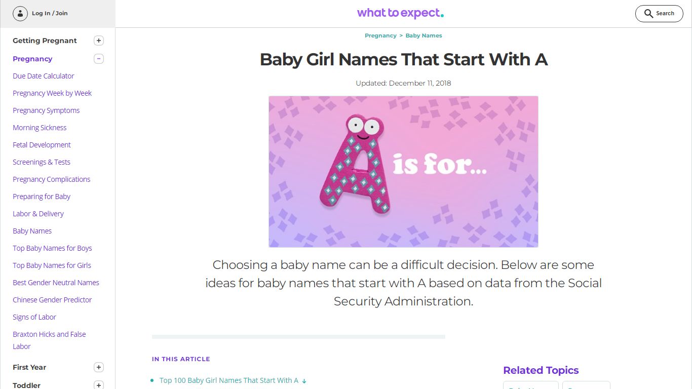 Baby Girl Names That Start With A - What to Expect